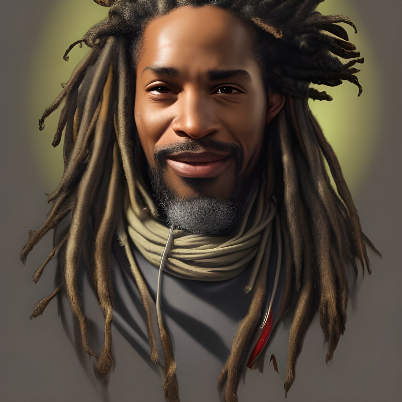 Smiling Rastafarian Man Portrait in Hyperdetailed Style