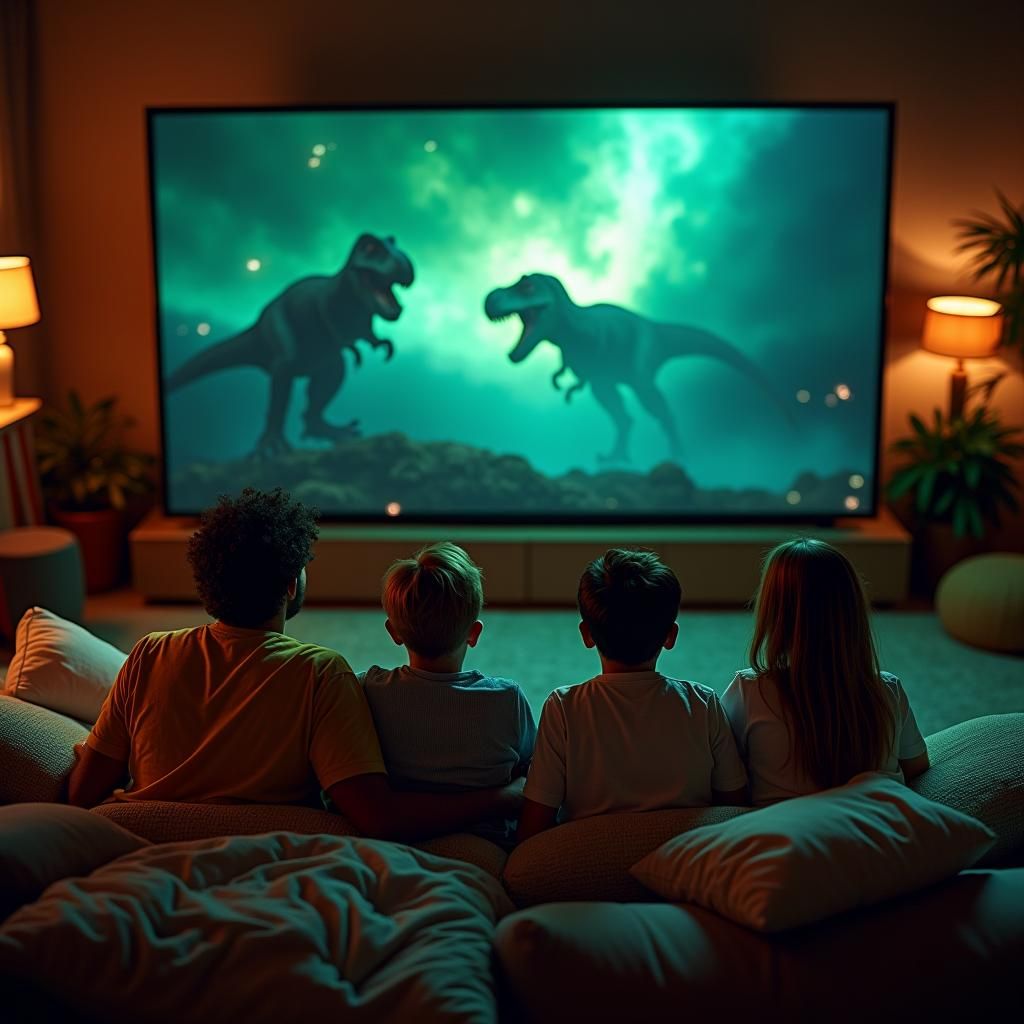 Friends Watch Jurassic World in Stylized Realism