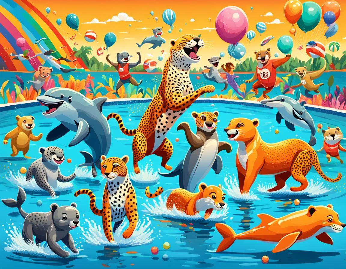 Animal Olympics: A Whimsical Digital Art Scene
