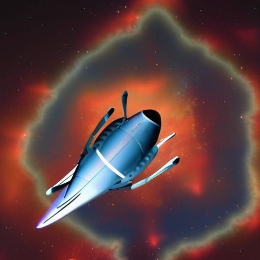 Starship Soaring Through Space: Digital Rendering