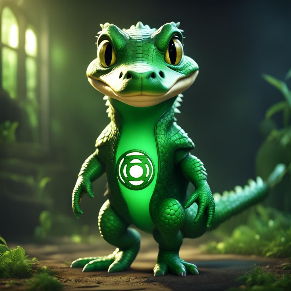 Green Lantern Alligator: Cute Superhero Art