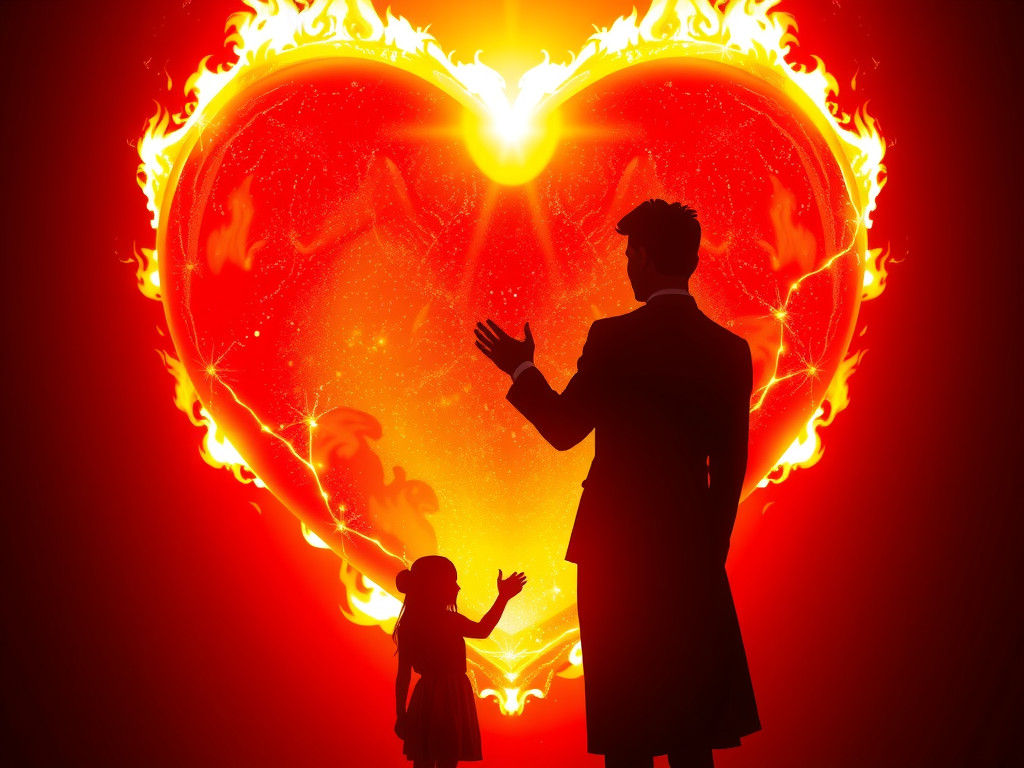 Burning Heart Silhouette: A Digital Matte Painting