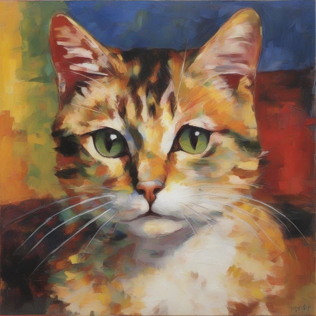 Expressive Cat Portrait Inspired by Expressionism