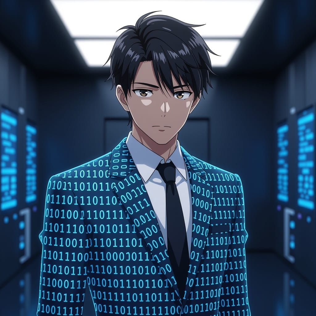 Man in Binary Code Suit