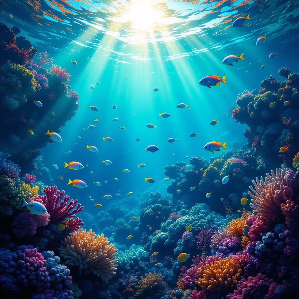 Bioluminescent Coral Reef with Alien Flora