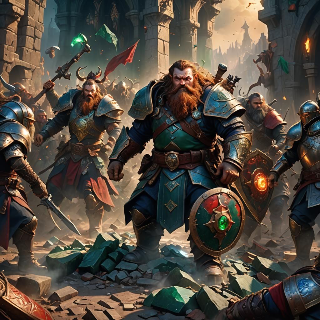 Dwarf Medic Amidst Battlefield Chaos: Fantasy Concept Art