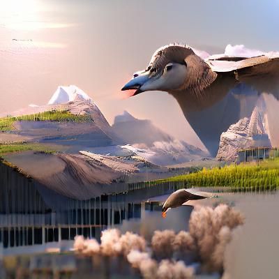 Detailed Matte Painting of a Goose