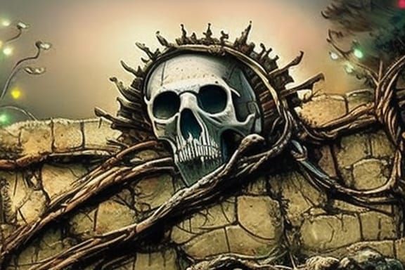 Christmas Lights Skull: Hyperdetailed War Art