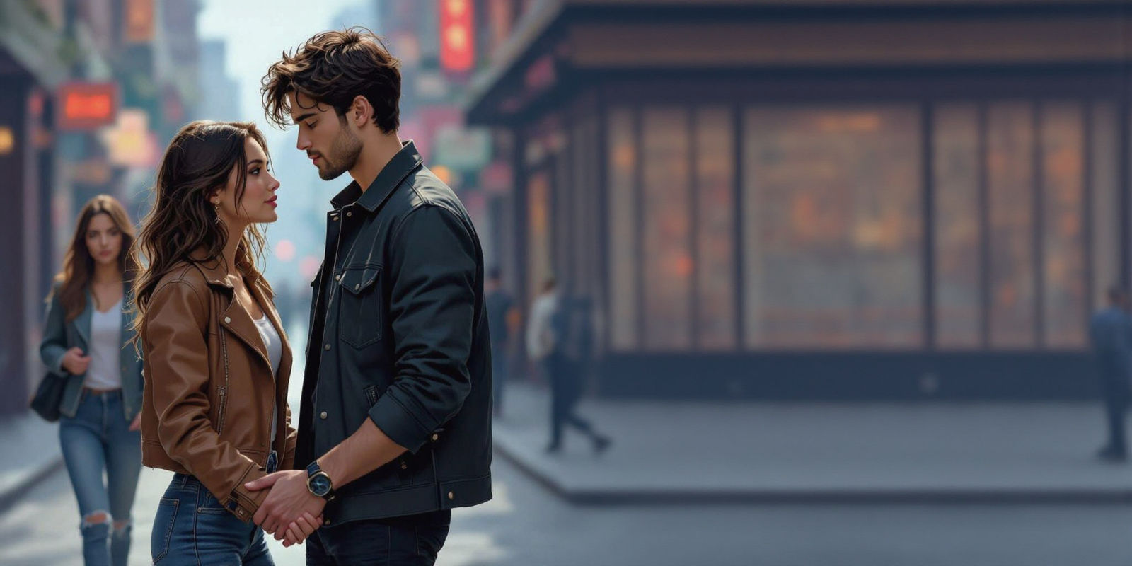 Intense Love Triangle: A Moment of Forbidden Attraction