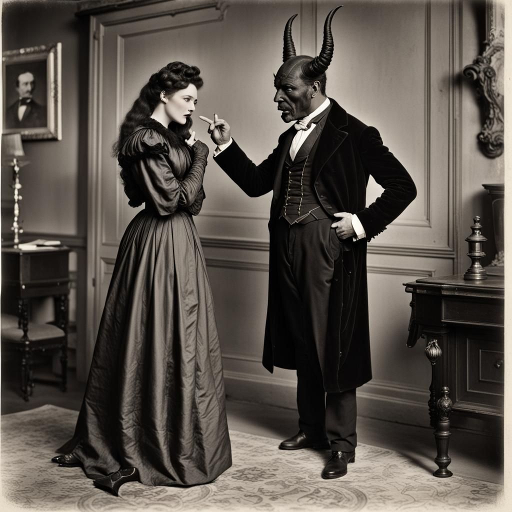 A Devilish Whisper in a 19th-Century Setting