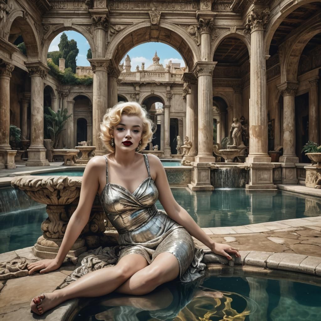 Marilyn Monroe as Alma-Tadema Painting