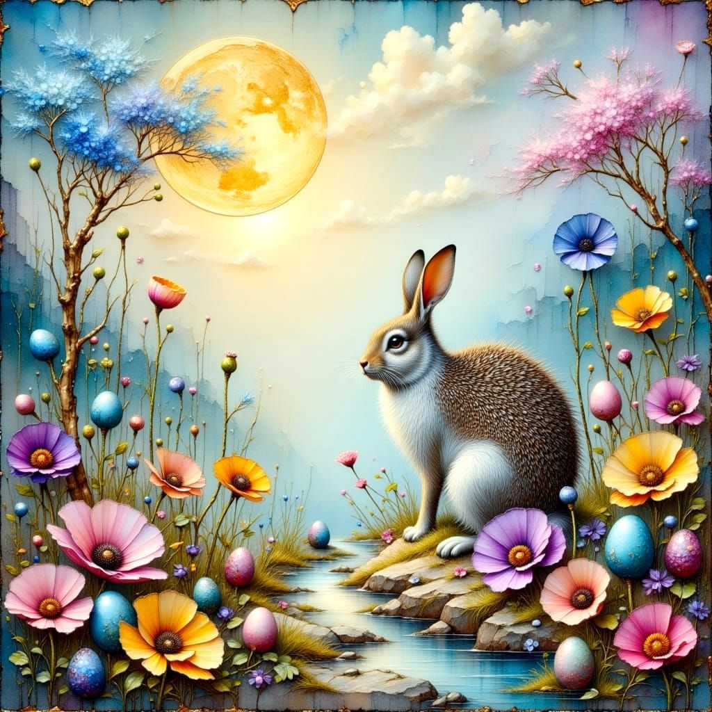 Ethereal Easter Wonderland with Crinkled Metallics and Impas...