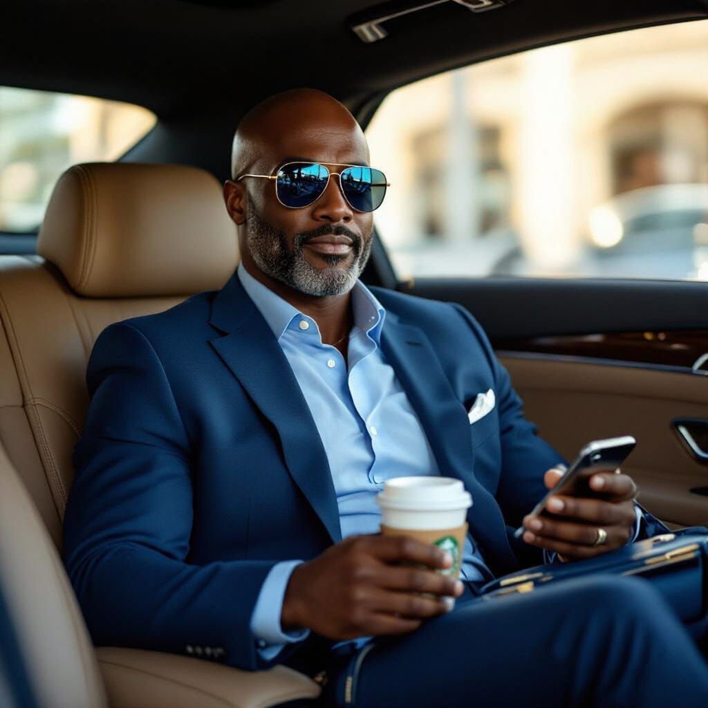 Confident African American Man in Luxury Car