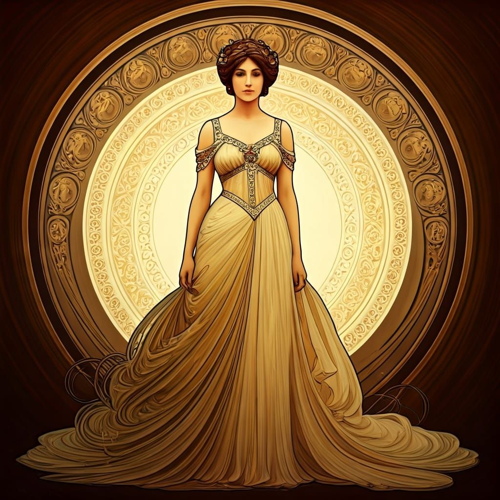 Elegant Woman in Art Nouveau Style Lighting