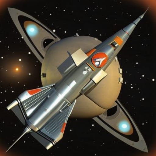 Retro Rocket Spaceship from 1950s Sci-Fi
