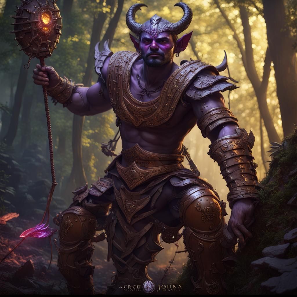 Asura Demon Warrior Sets Trap in Dark Fantasy Style