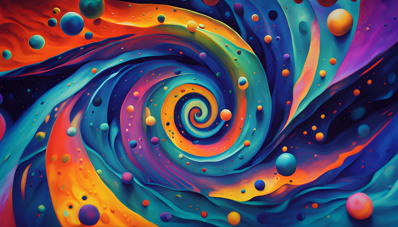 Vibrant Iridescent Cosmic Vortex in Oil Painting Style