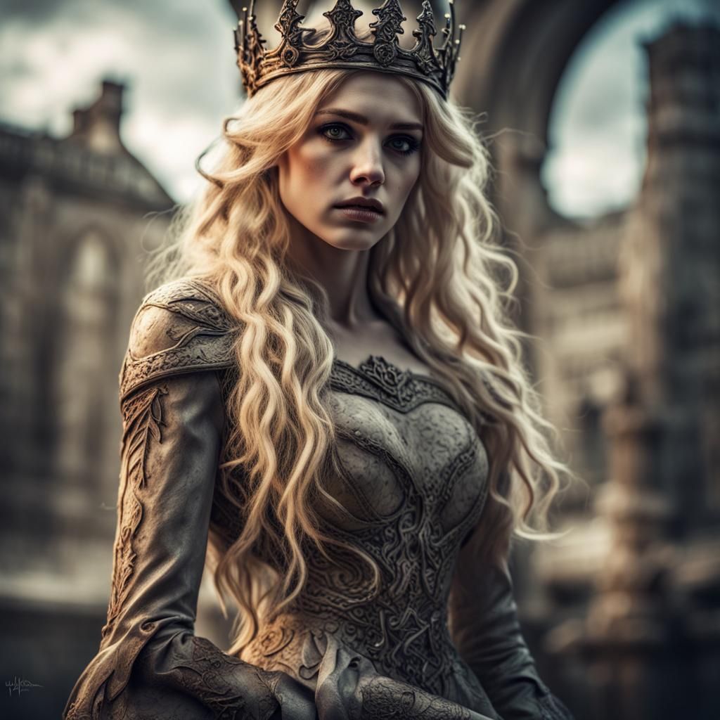 Hyperrealistic Blonde Queen of Scars in HDR