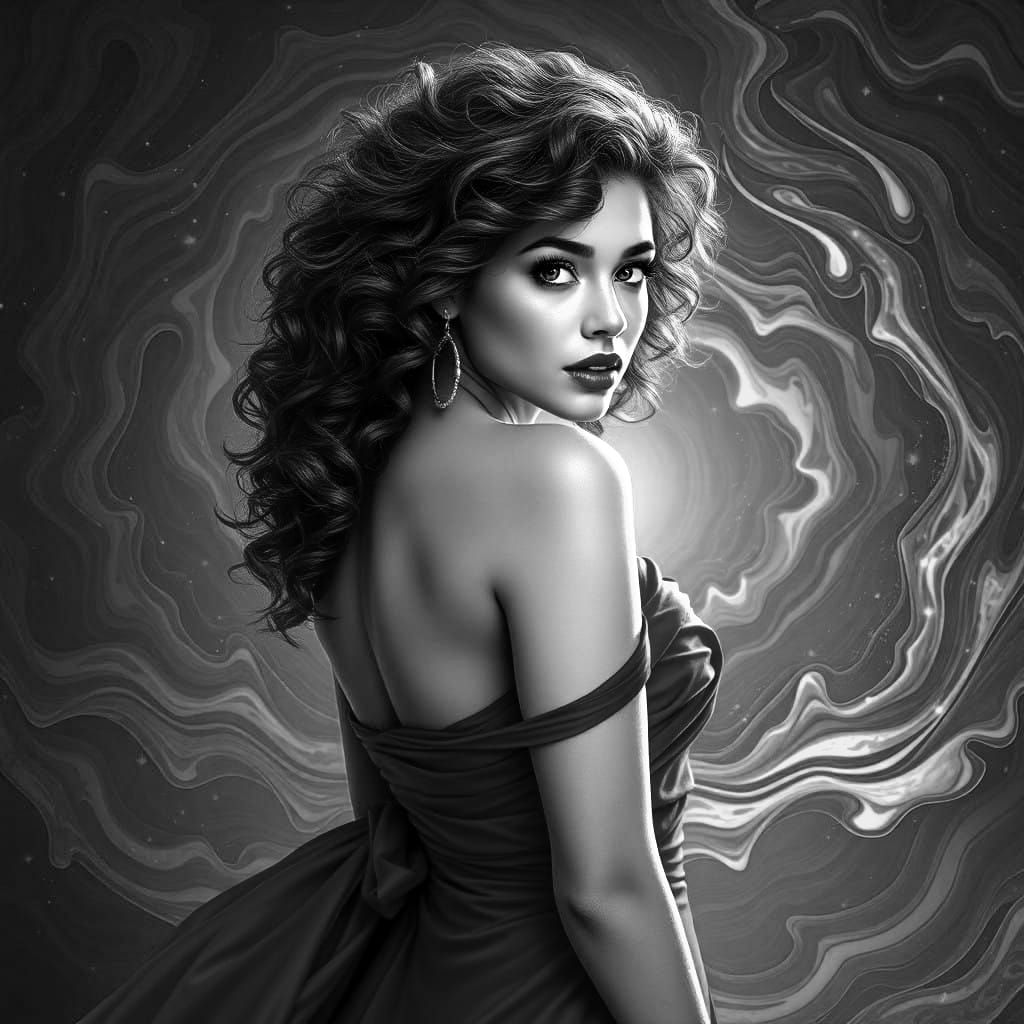 Hyperrealistic Latina Goddess in Fiery Red Gown with Golden ...