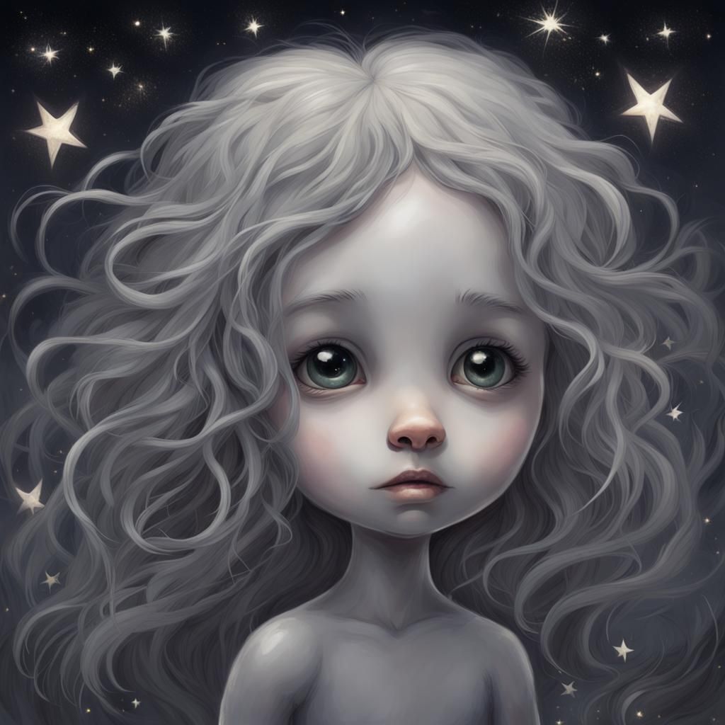 Dream Creature with Starlit Eyes
