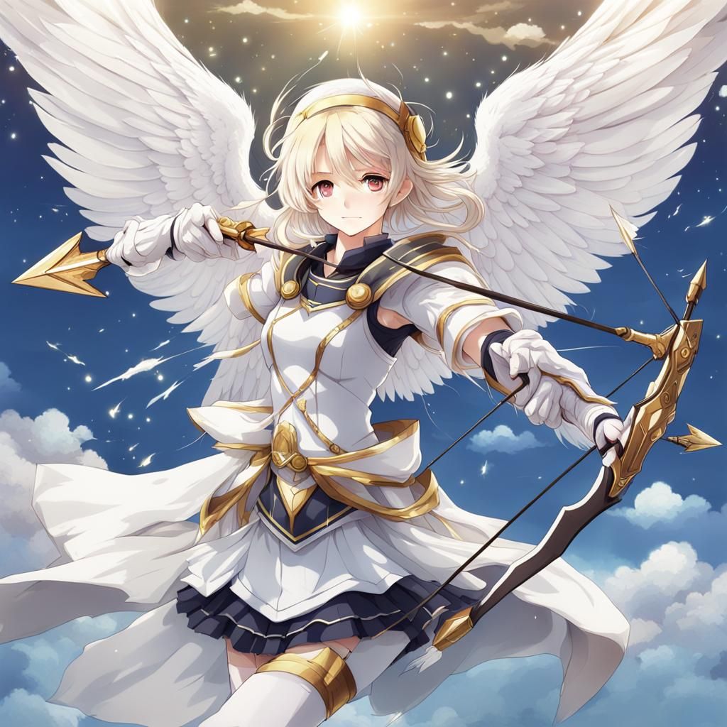 Anime Girl with Wings and Arrow