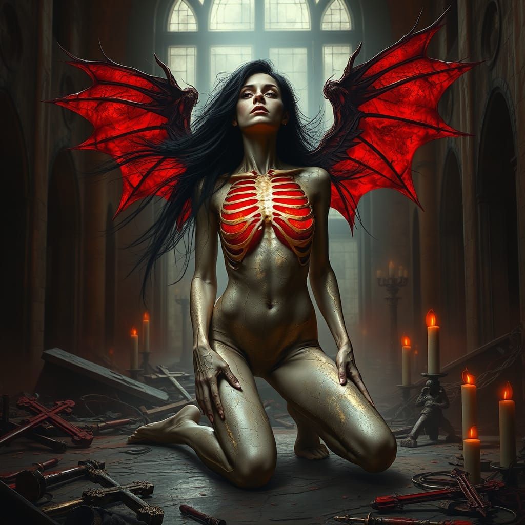 Dark Goddess Ascends from Ruined Chapel