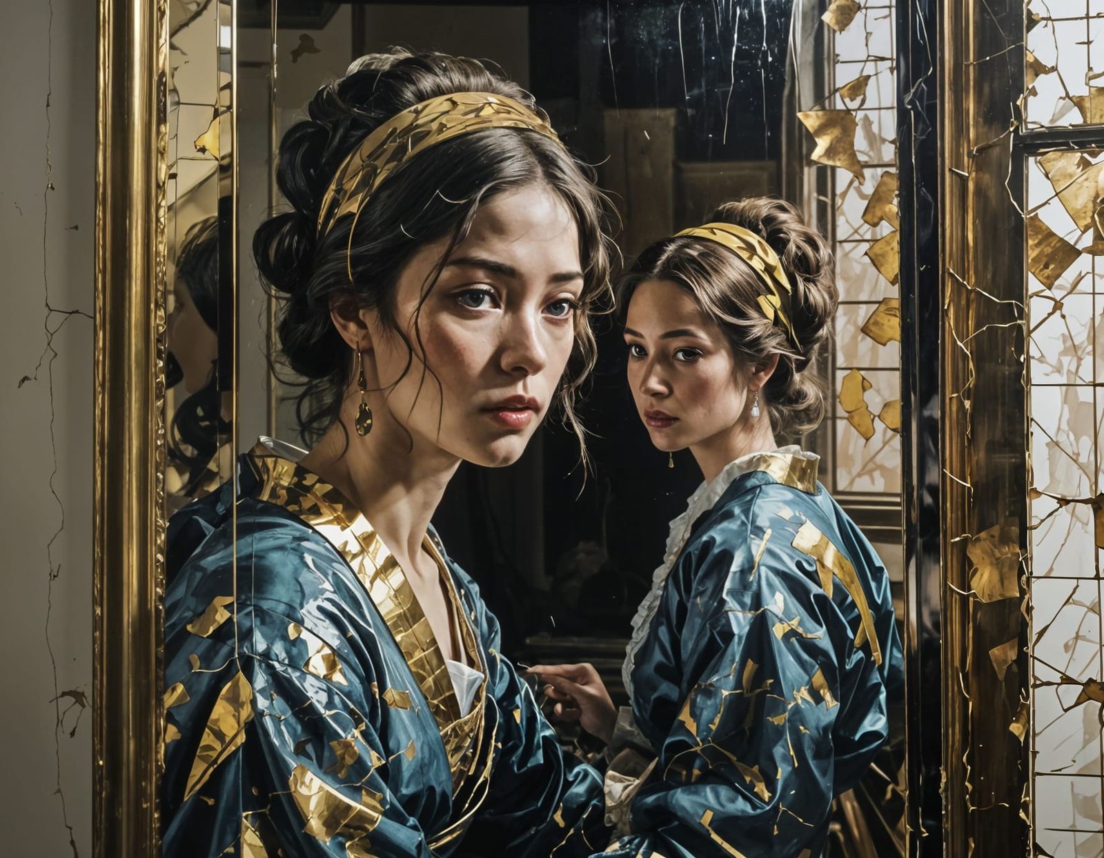 Cracked Mirror Reflections in Baroque Lighting