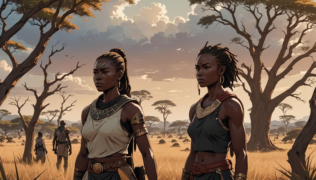 Anime Style: Warriors in African Savannah