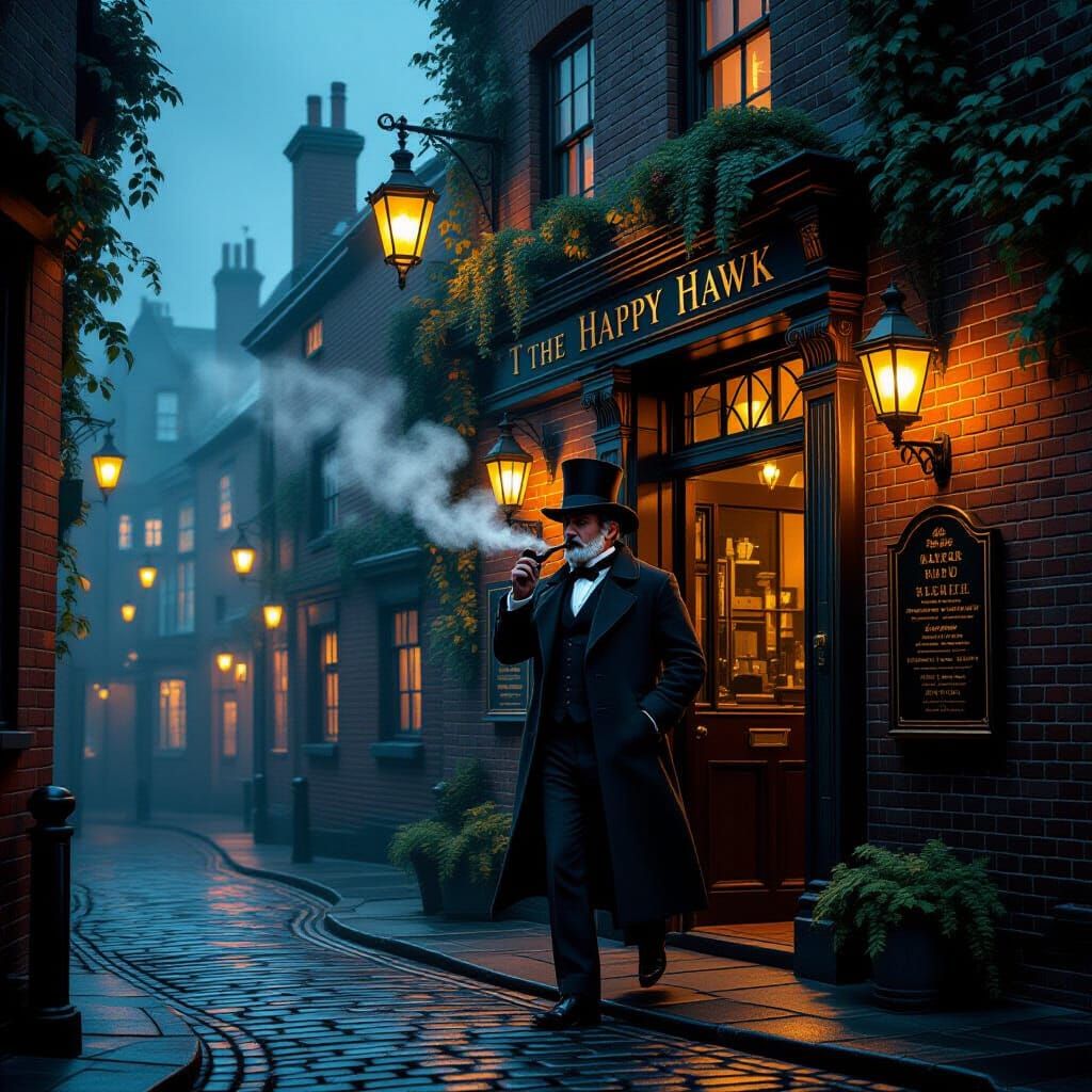 Foggy Victorian London Alley at Night