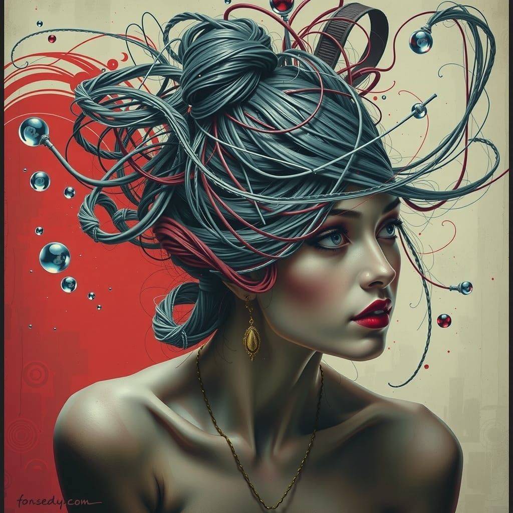 Swirling Reds and Scarlets in a Twisted Abstract Design