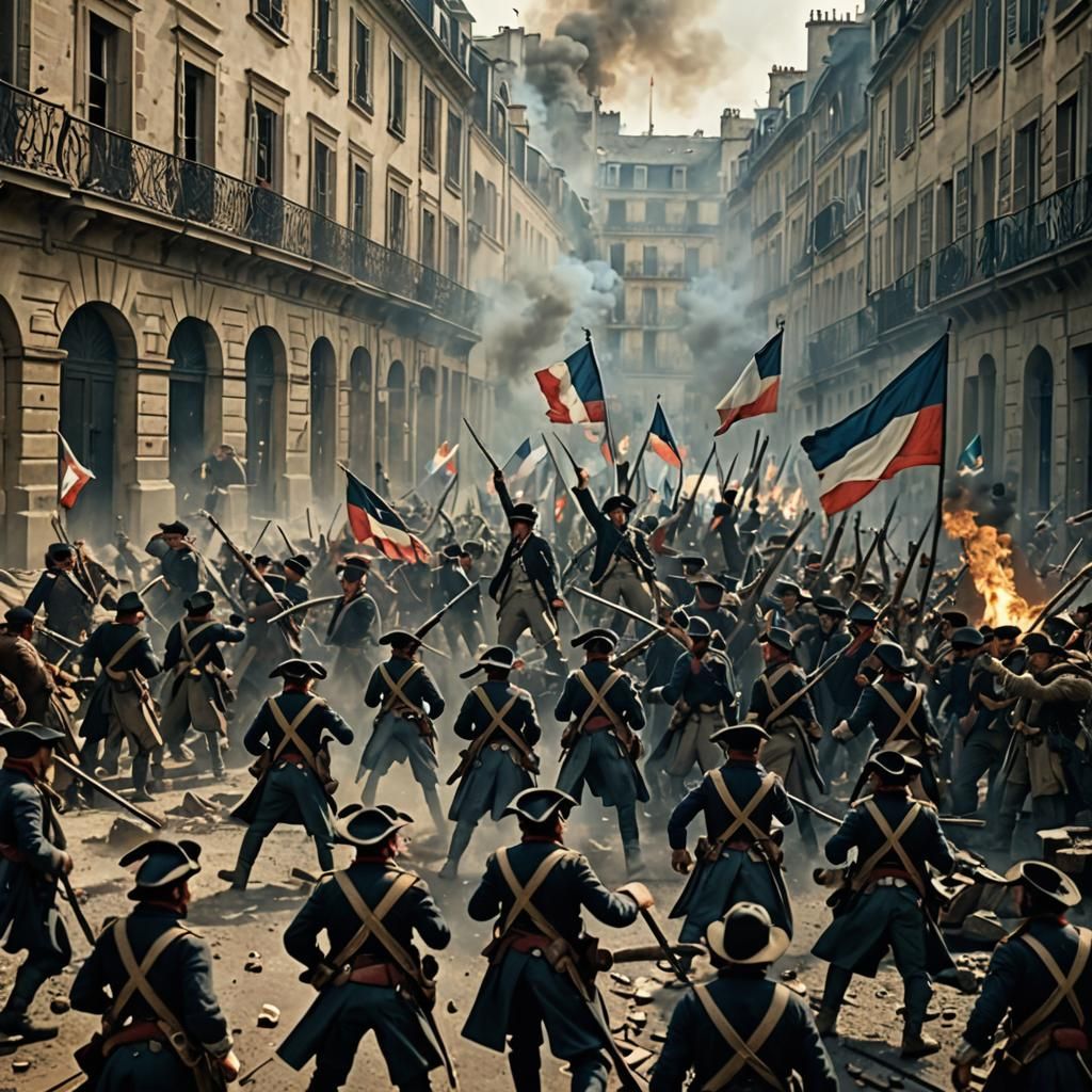 French Revolution Battle Scene: Cinematic Film Still