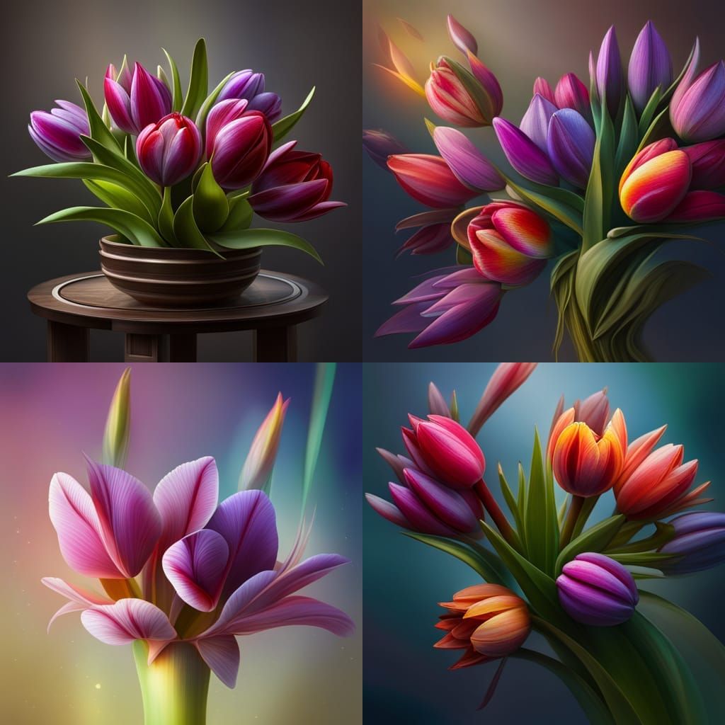 Hyperdetailed Tulips Bouquet in 8K Resolution