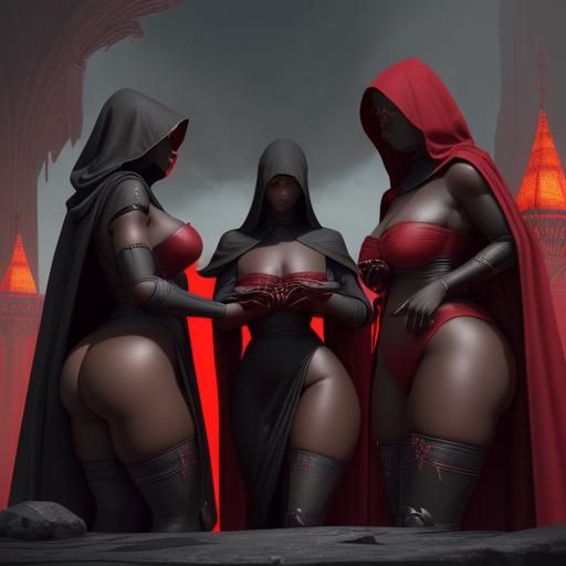 Nuns Praying to a Dark Goddess: Fantasy Art