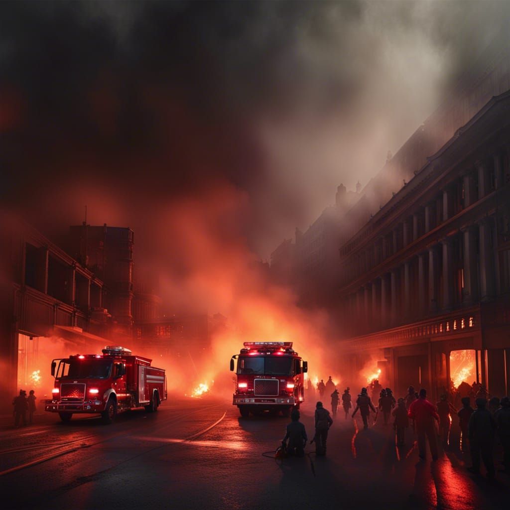 Firetruck Lights Illuminate Chaos in Graffiti Art Style