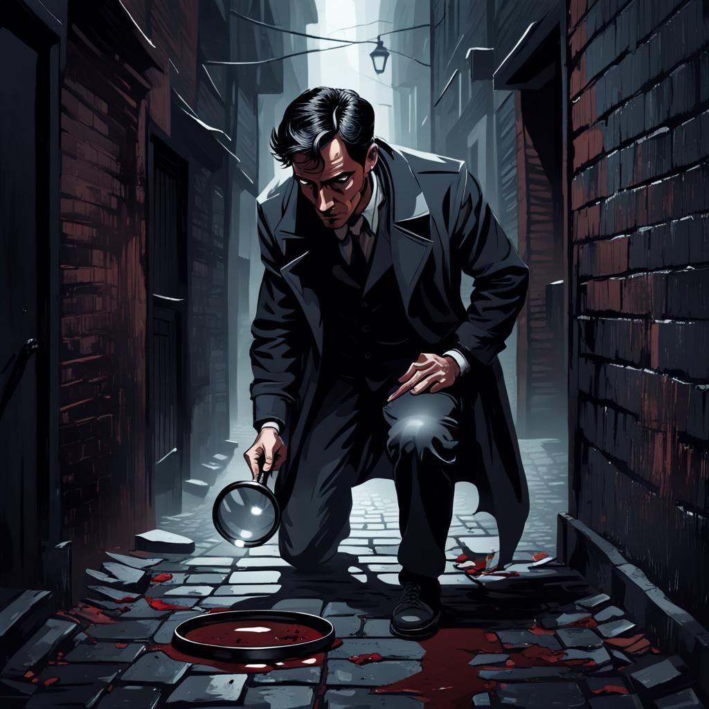 Detective in Dark Alley: Bloodborne Art Style