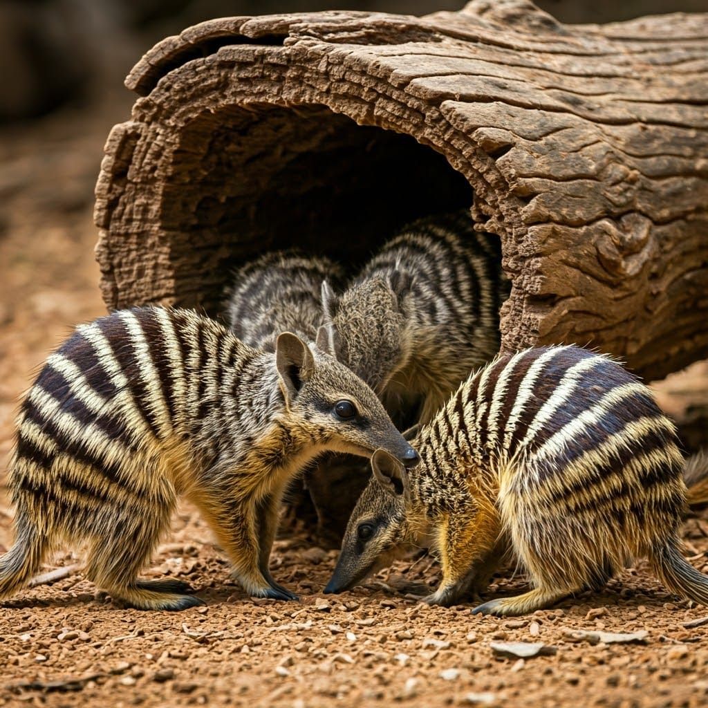 Numbats Foraging for Termites in Hyperrealistic Style
