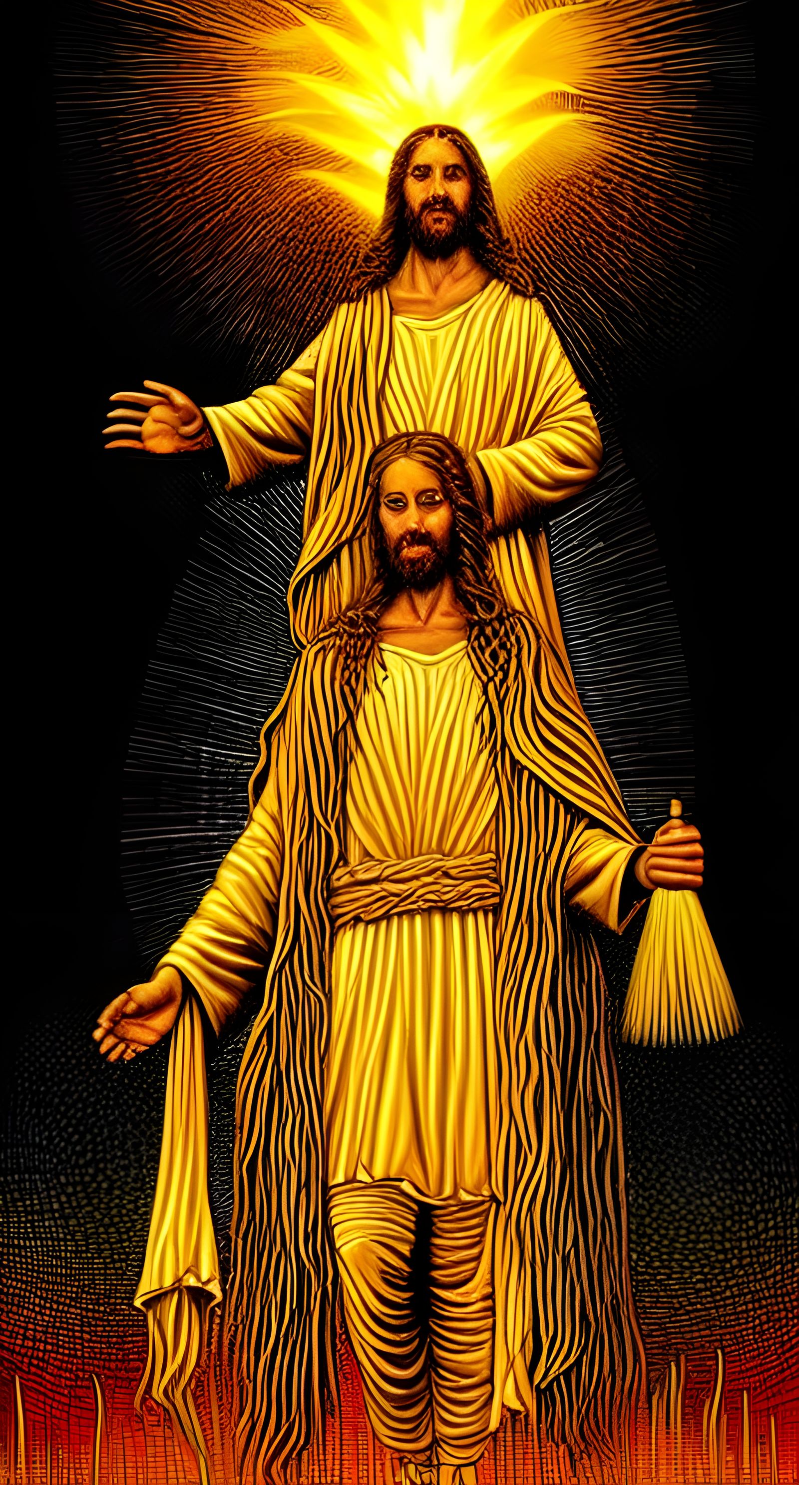 Corn God Jesus: Golden Digital Artwork