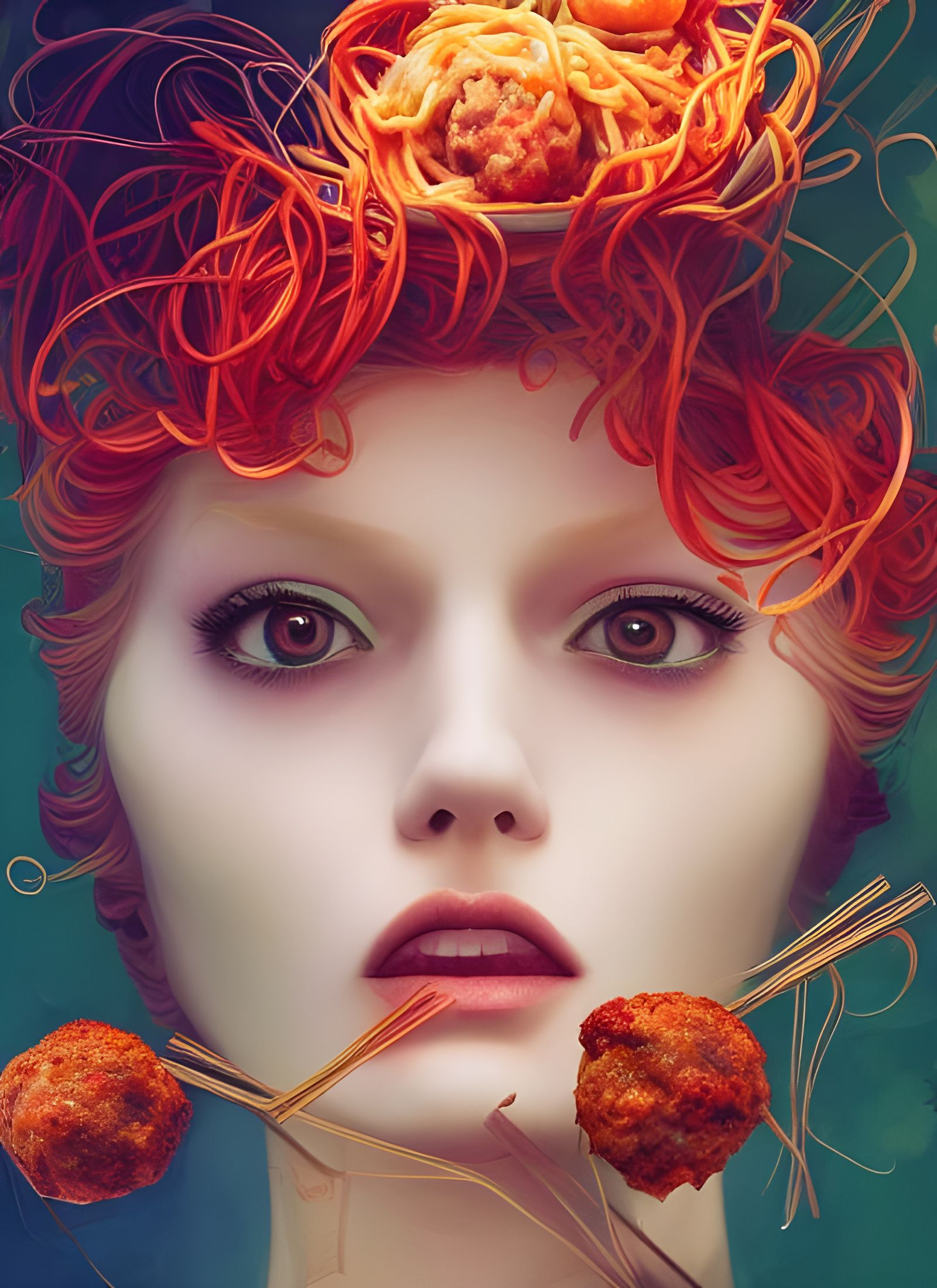 Spaghetti and Meatballs Portrait in Anna Dittmann Style