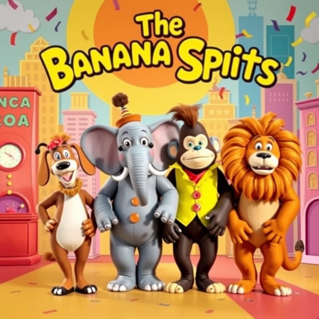 Whimsical Banana Splits Stage Set in Hanna-Barbera Style