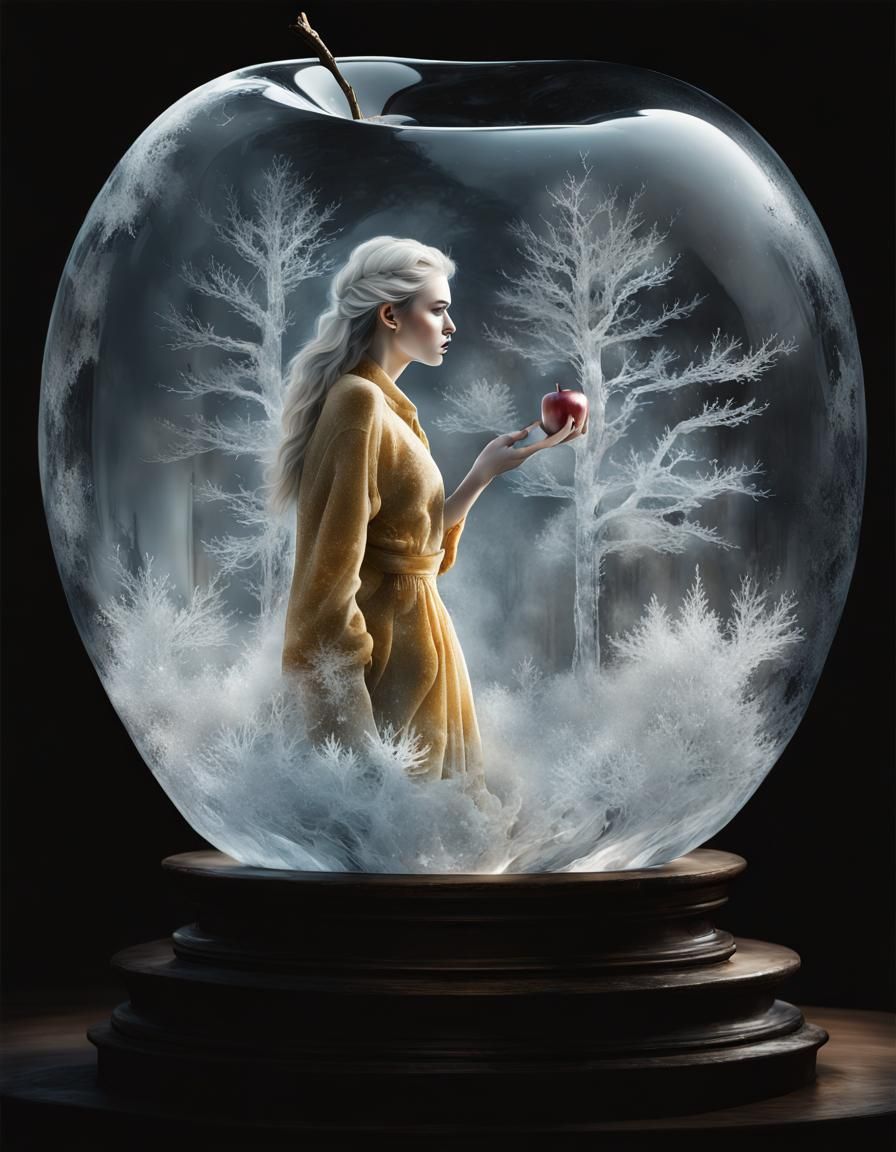 Frozen Crystal Apple: Hyperreal Fantasy World