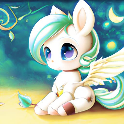 Cute Baby Unicorn in Anime Style