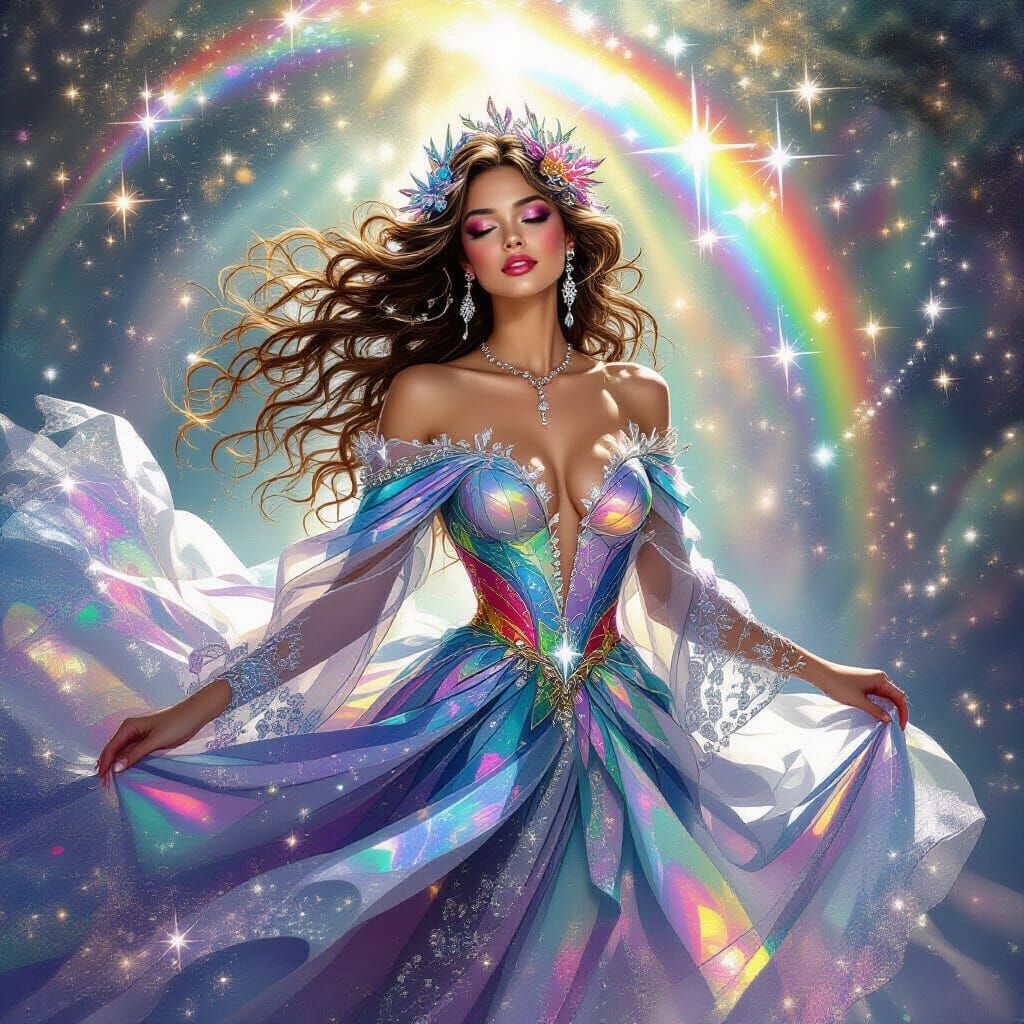 Rainbow Goddess in Dreamlike Iridescent Brilliance
