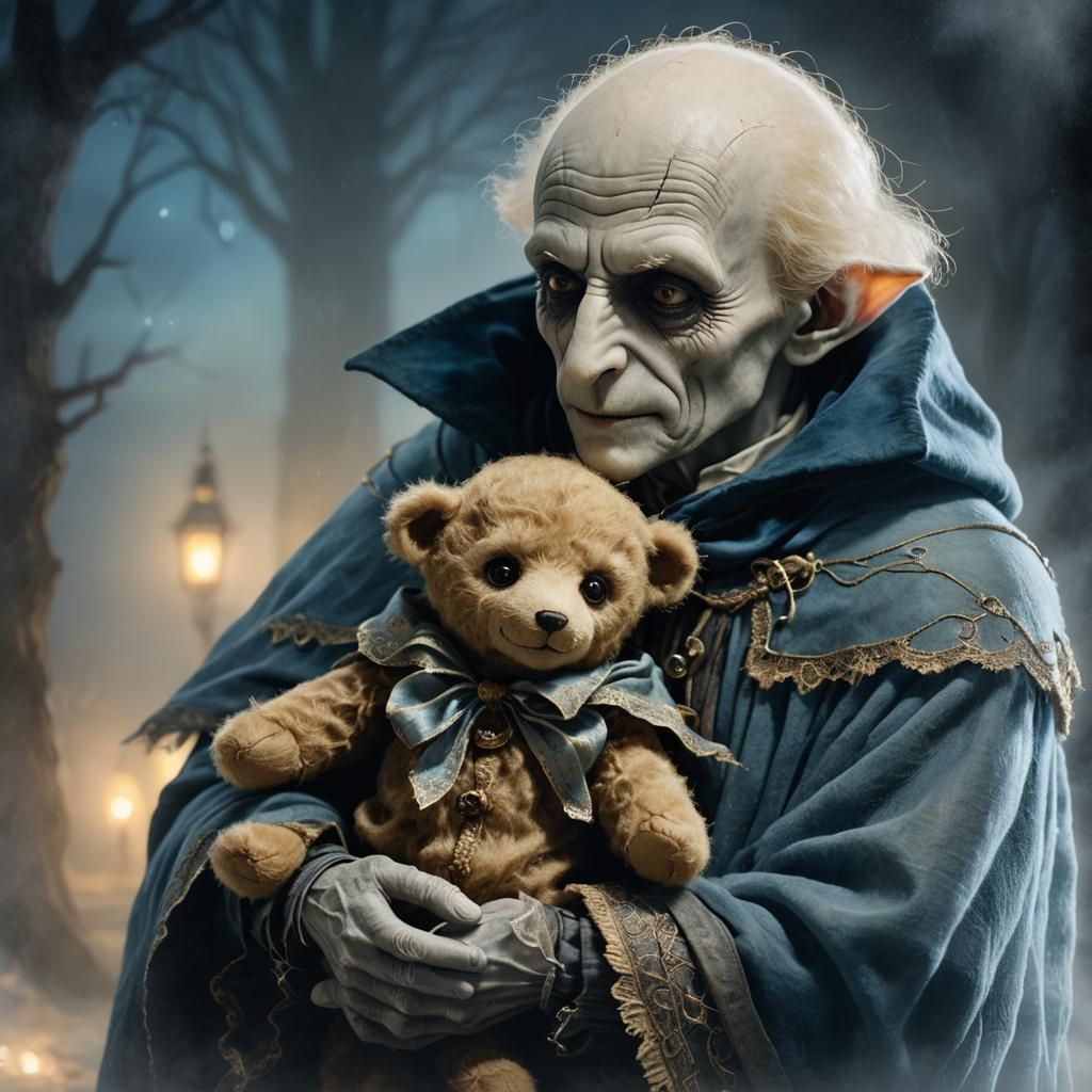 Nosferatu's Nostalgic Embrace of a Golden Teddy Bear