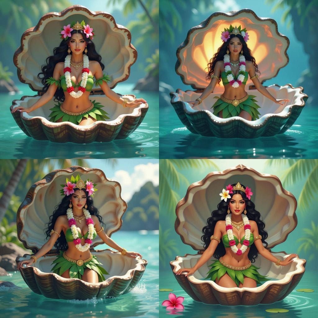 Hawaiian Goddess Emerges: Pinup Plane Art Style