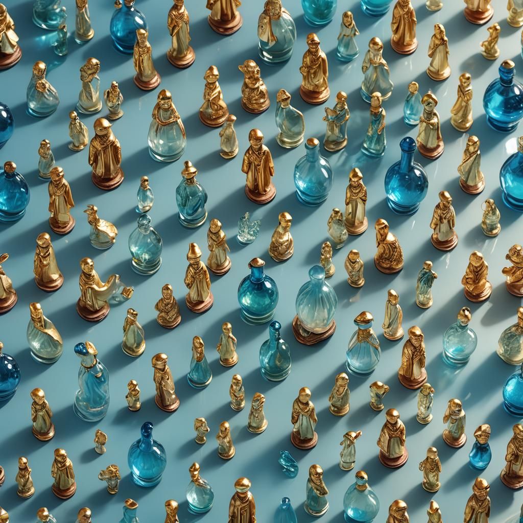 Enameled Glass Figurines in Hyper-Realistic Digital Art