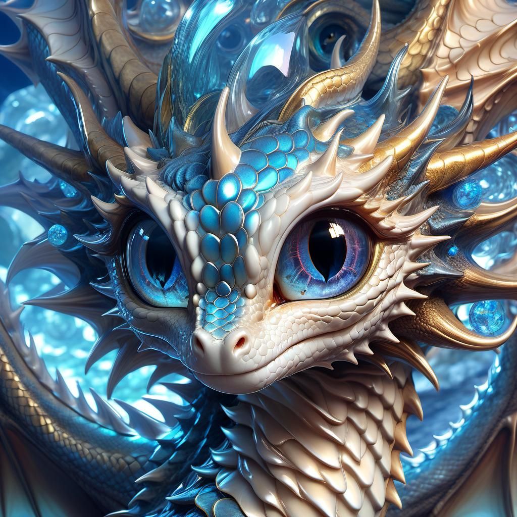 Adorable Liquid Dragon Portrait in Anime Style