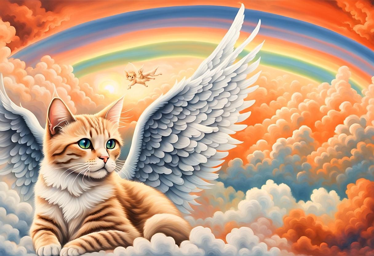 Majestic Angel Cat in Airbrush Style