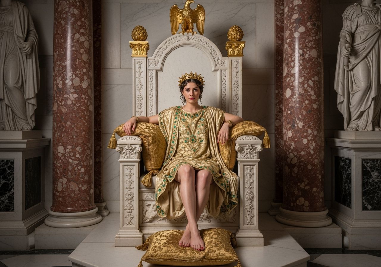 Empress Messalina on Her Grand Throne in Opulent Room