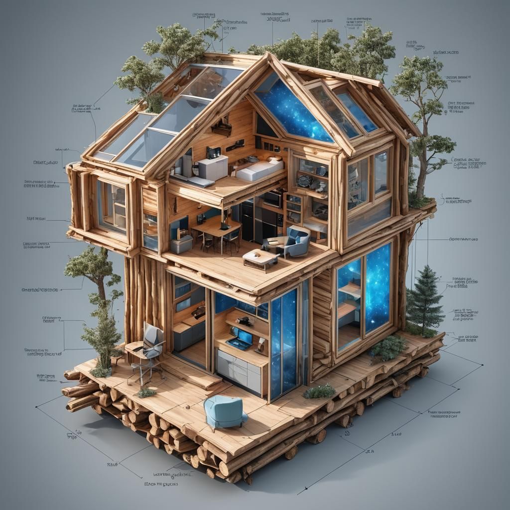 Efficient Log Tiny House with Crystal Design