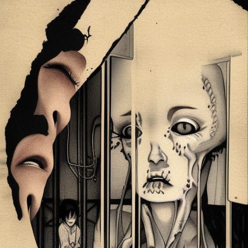 Disturbing Schoolgirl in Haunted School, Matte Painting